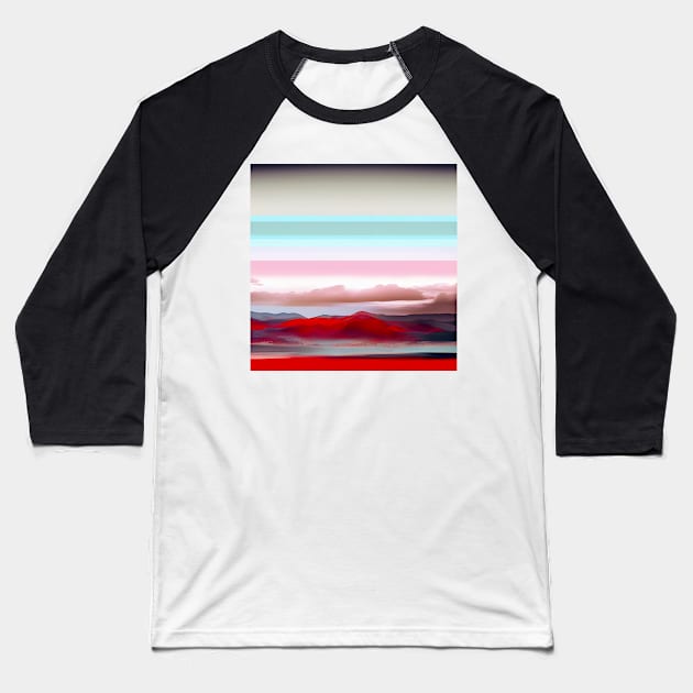 Stylized Strata with Red Mountains Baseball T-Shirt by DANAROPER